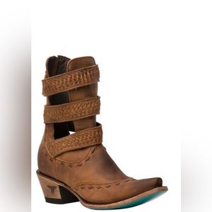 Lane Boots Mesilla Brown Leather Strappy Western Ankle Boot Size 7